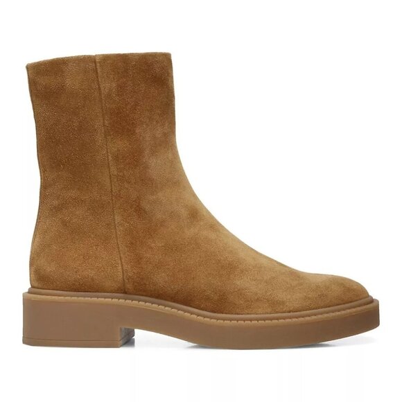 $450 Vince Kady Suede Ankle Boots WATER REPELLENT ZIP TIMELESS CAMEL 8 (MF26)